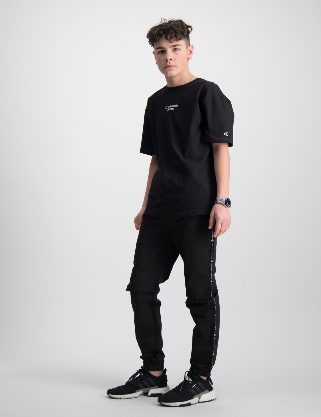 Svart MINI LOGO TAPE TECH PANTS för Kille Kids Brand Store