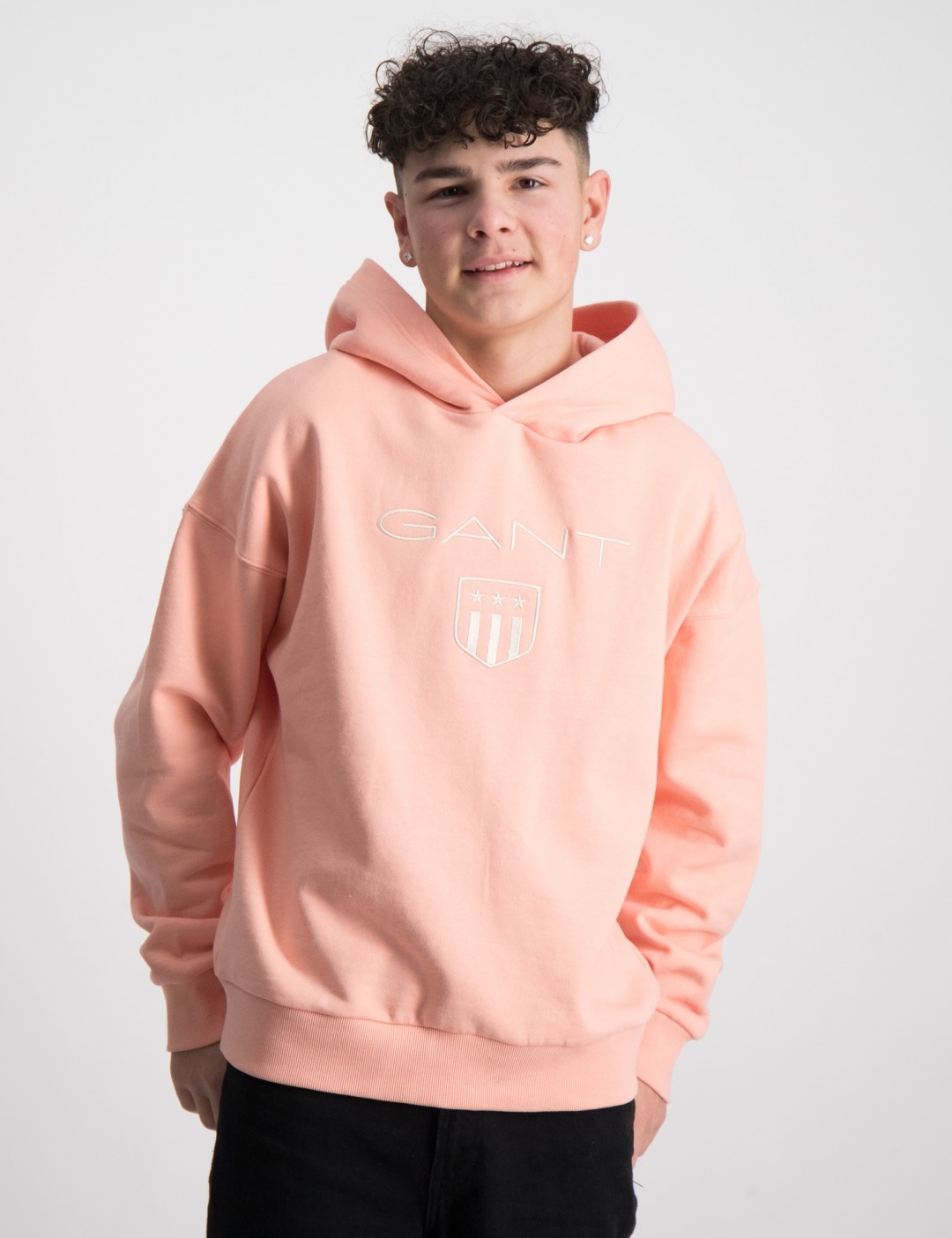 GANT D2. Contrast Shield Hoodie Sweatshirt Capuche, Mellow Yellow, 122/128 Garçon