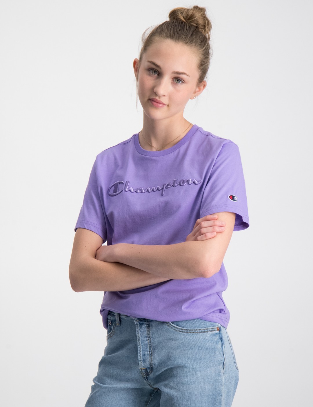 Anonym grinende Oswald Lilla Crewneck T-Shirt til Pige | Kids Brand Store