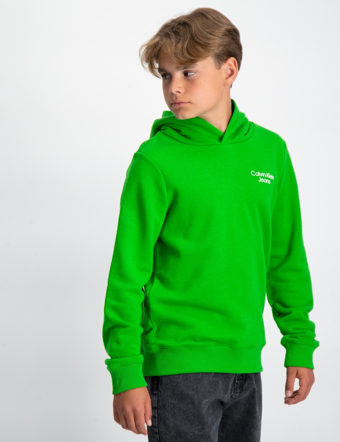 Grön CKJ för | HOODIE Kids Kille LOGO STACK Store Brand