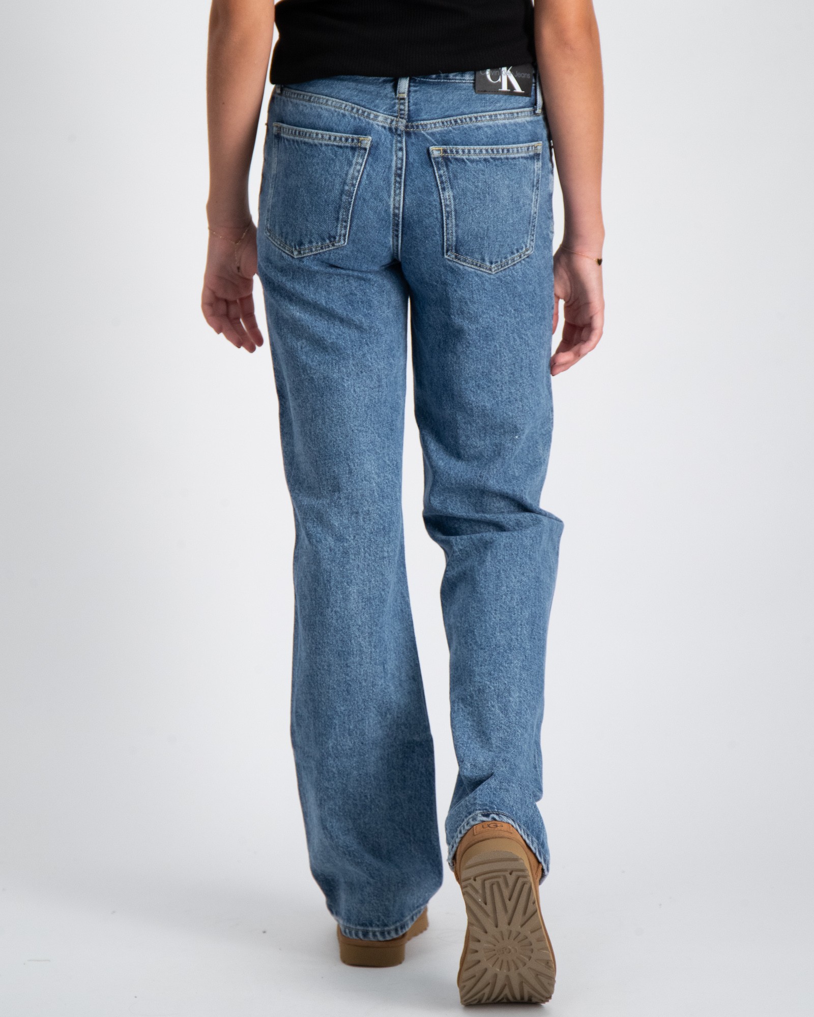 Calvin Klein Blå HR WIDE LEG MID BLUE RIGID för Tjej | Kids Brand Store
