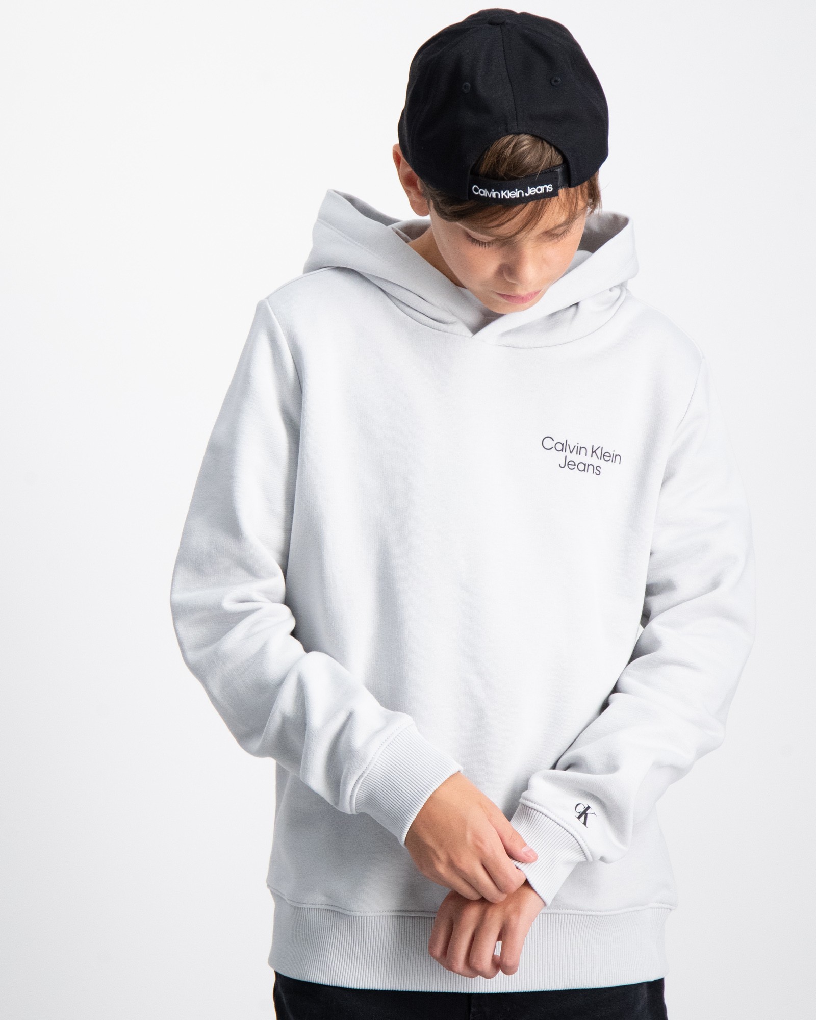 Grå CKJ STACK LOGO HOODIE för Kille | Kids Brand Store