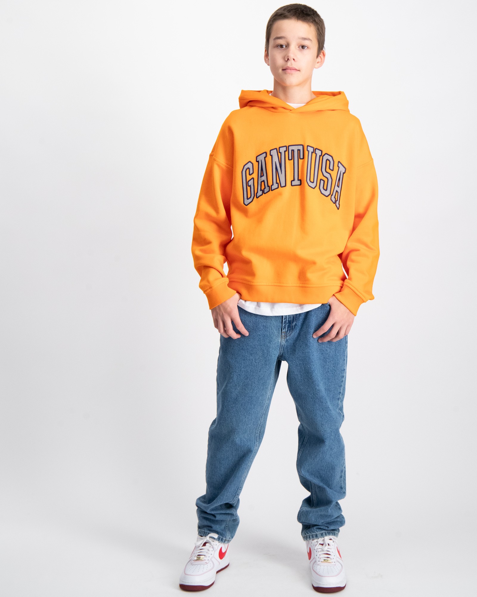 Orange best sale gant hoodie