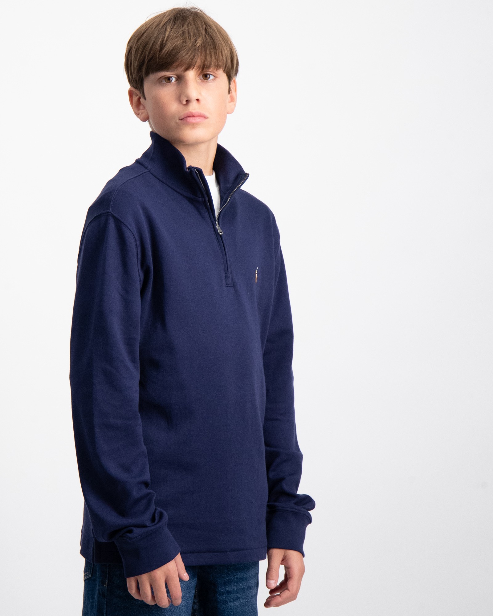 Polo Ralph Lauren Blå Cotton Interlock Quarter-Zip Pullover för Kille ...