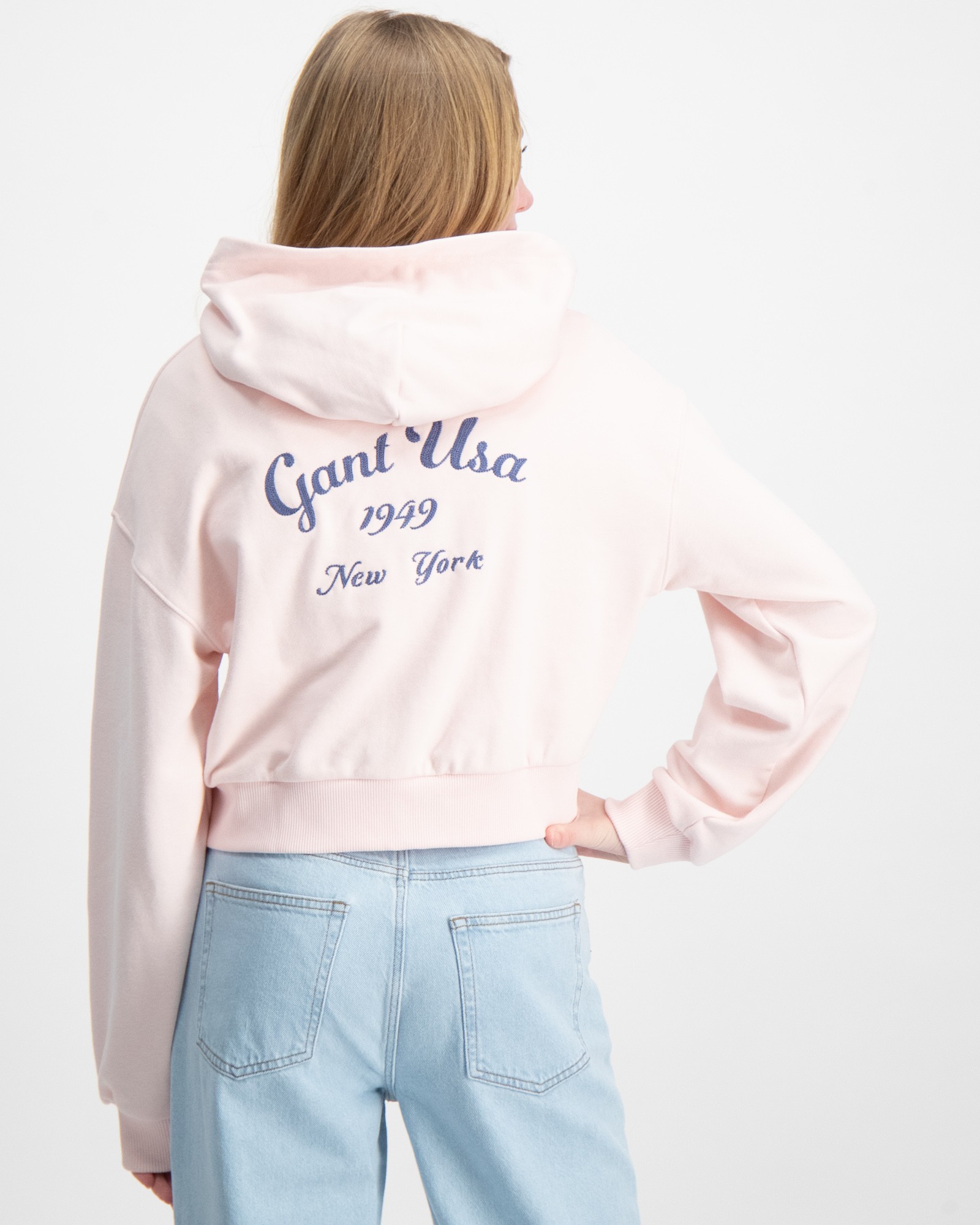 Rosa CROPPED SCRIPT LOGO ZIP HOODIE til Jente | Kids Brand Store