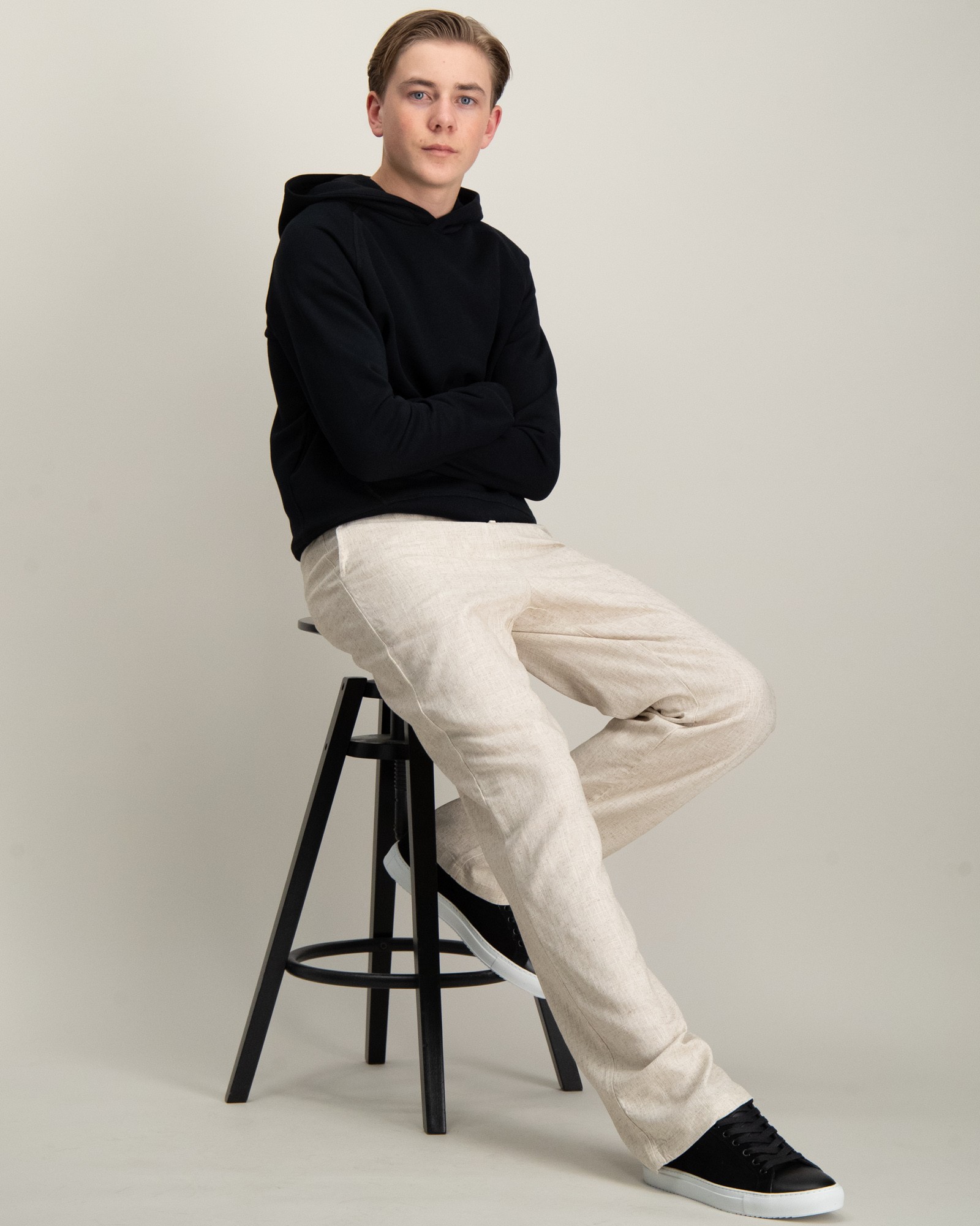 Beige Allan Linen Pants för Kille Kids Brand Store