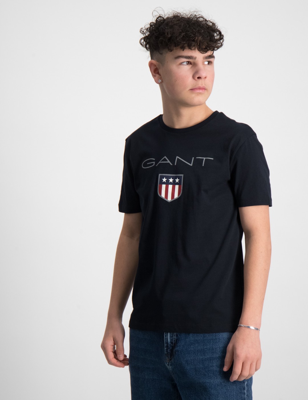 | SHIELD Pojat SS Kids varten T-SHIRT Brand GANT Store Musta