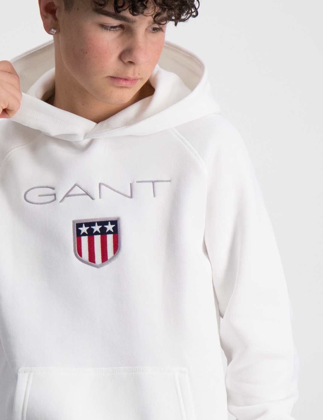 Gant Kids Blue Solid Hooded Full Sleeves Pullover Style Sweatshirt